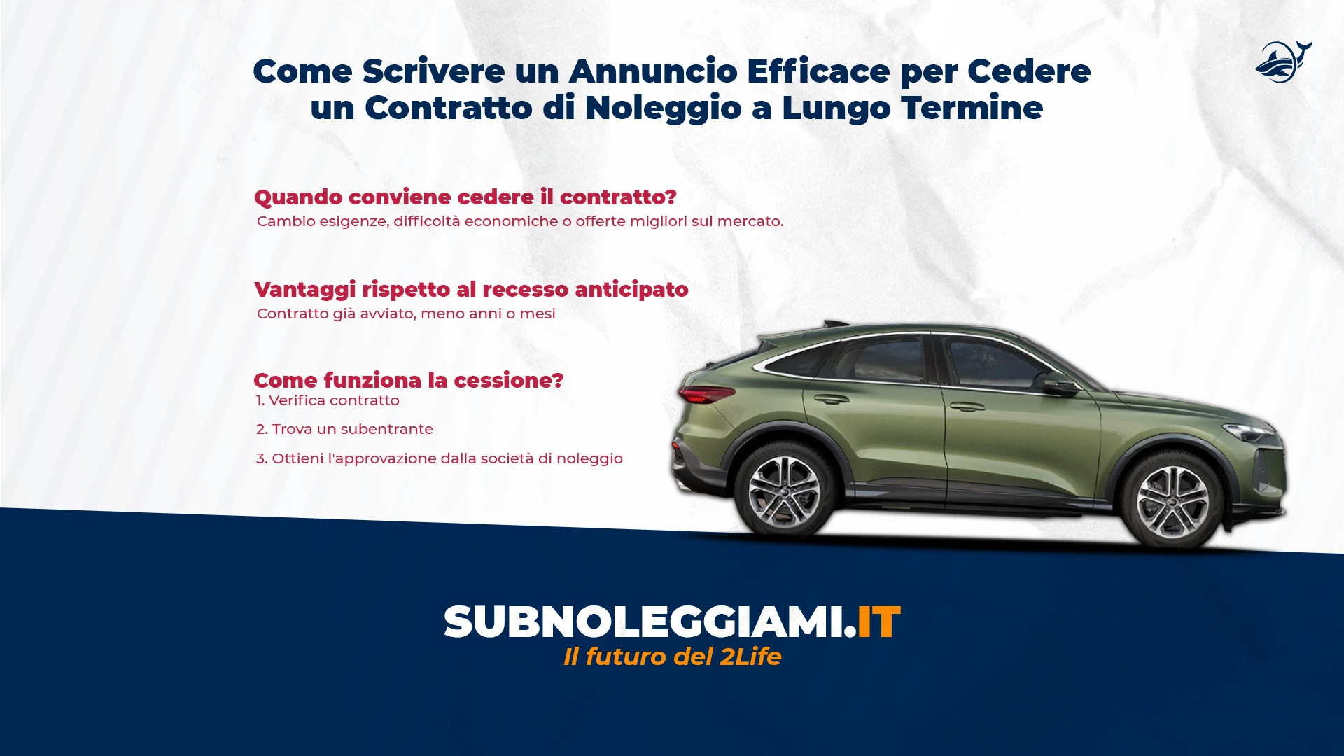 Immagine di copertina: Come Scrivere un Annuncio Efficace per Cedere un Contratto di Noleggio a Lungo Termine